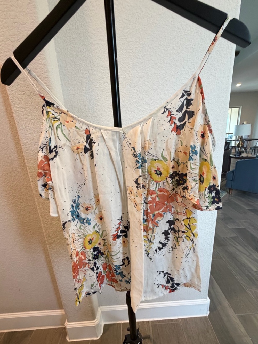 Joie Cream Adorlee Floral Spaghetti-Strap Off-Shoulder Top